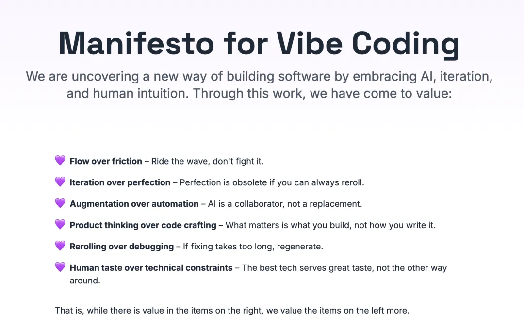 Manifesto for Vibe Coding